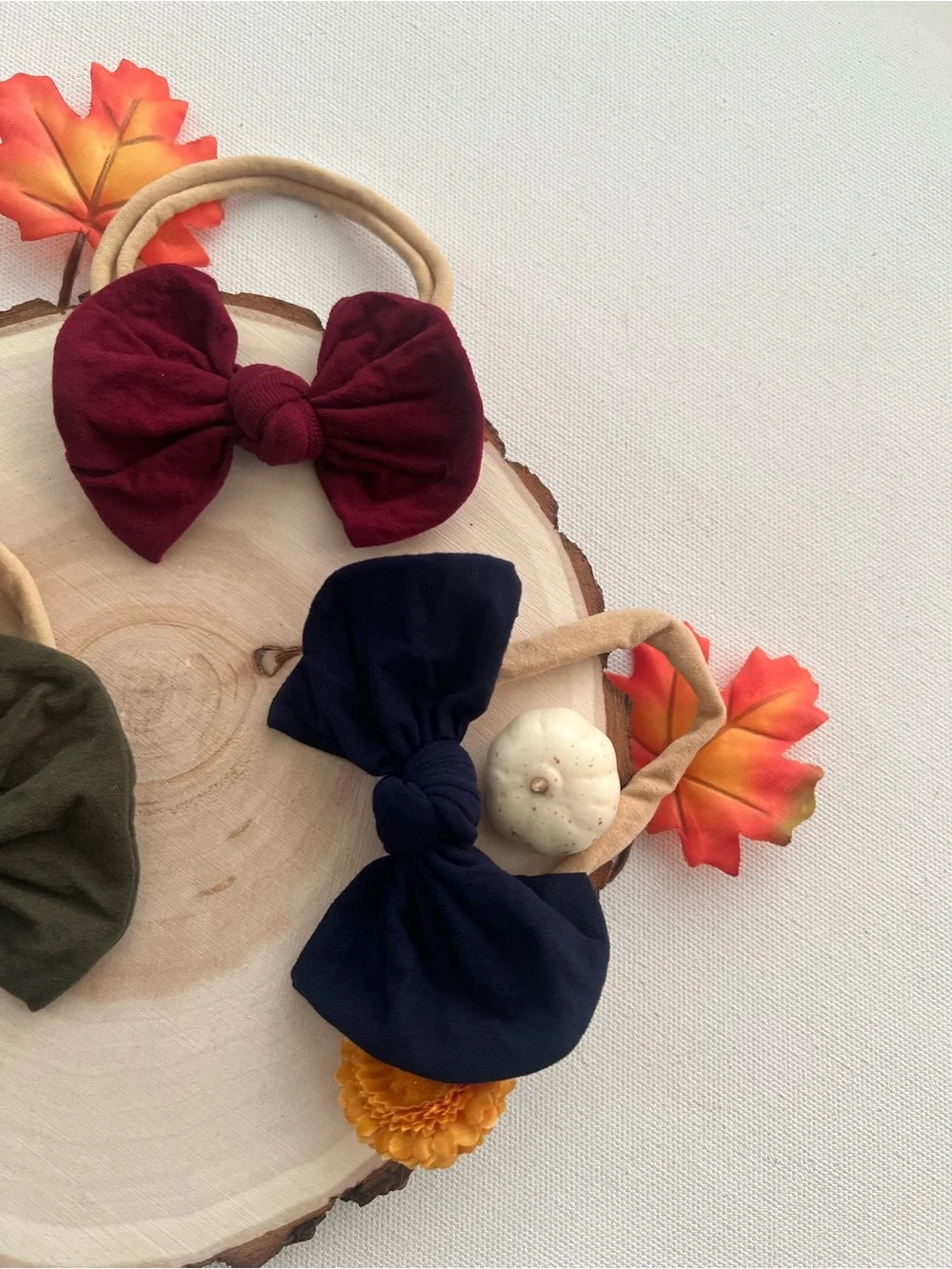 Baby Girl The 3-Piece Autumn Bundle Nylon Handmade Knotted headband